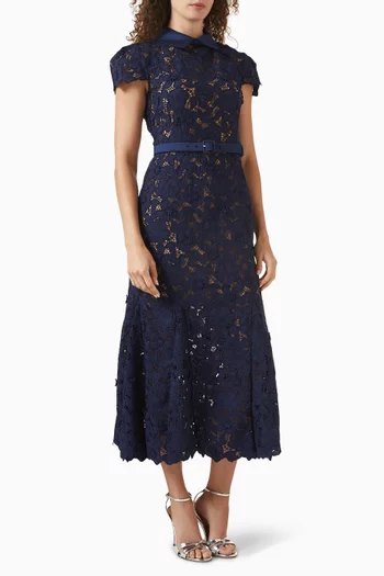 Midi Dress in Guipure Lace