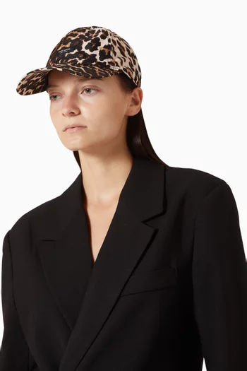 Baseball Hat in Leopard-print Nylon