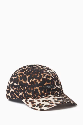 Baseball Hat in Leopard-print Nylon