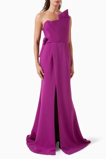 One-shoulder Train Gown in Crepe
