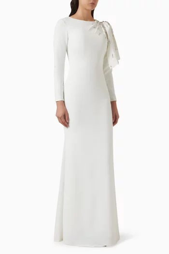 Bead-embellished Cape Gown