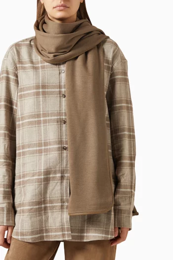 Leather-trim Scarf in Wool