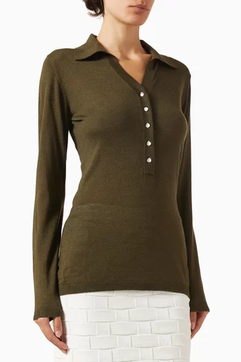 بلوزة أوستن منسوجة حرير وصوف