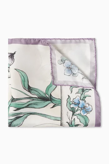 منديل جيب بنقشة زهور بألوان متعددة حرير