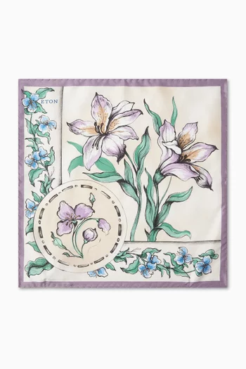 منديل جيب بنقشة زهور بألوان متعددة حرير