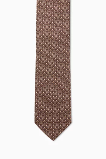 Geometric-print Tie in Silk