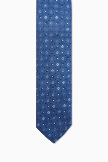 Geometric-print Tie in Woven-silk