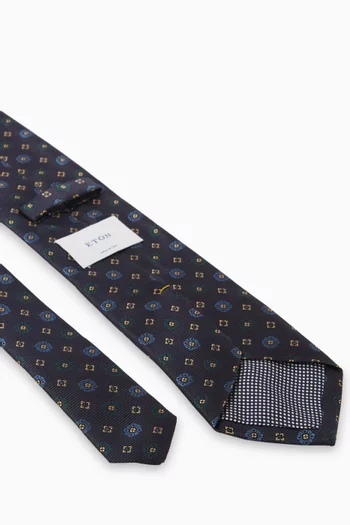 Geometric-print Tie in Woven-silk