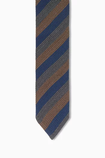 ربطة عنق مخططة بنسيج غرينادين صوف وحرير