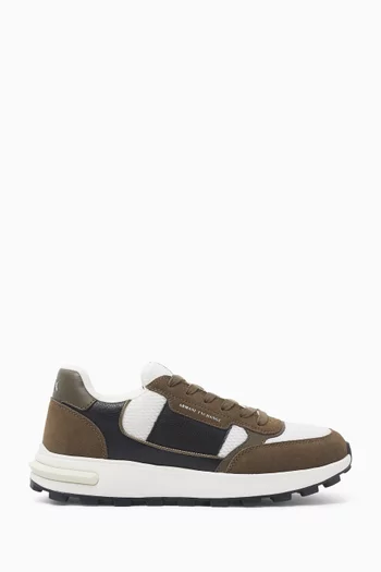 Dusselforf Logo Sneakers in Faux Leather & Mesh