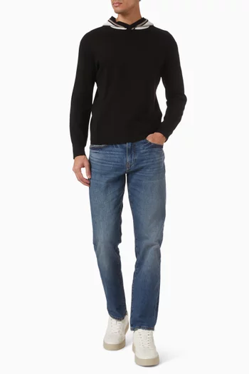 كنزة بغطاء رأس مزينة بشعار AX قماش معالج