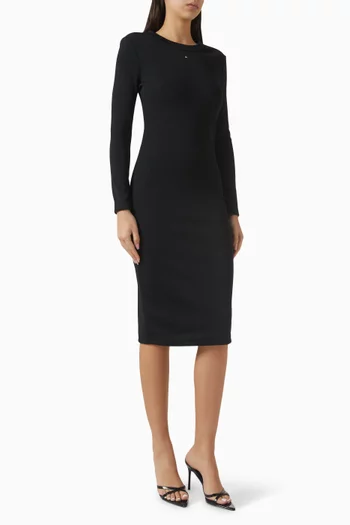 Logo Ribbed Midi Dress
