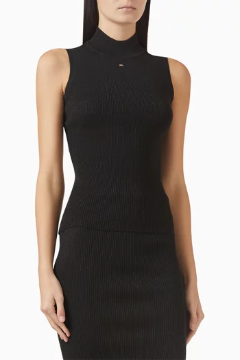 Sleeveless Knit Top in Technical Fabric