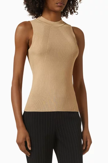 Sleeveless Knit Top in Technical Fabric