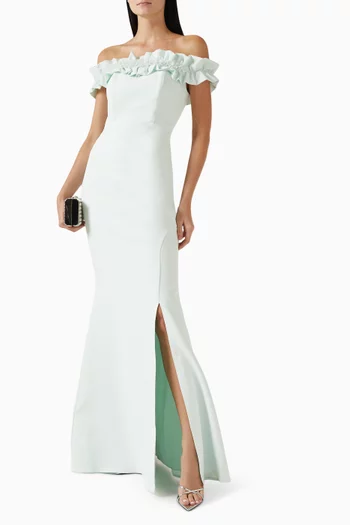 Ruffled Off-shoulder Maxi Dress