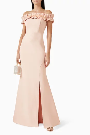 Ruffled Off-shoulder Maxi Dress