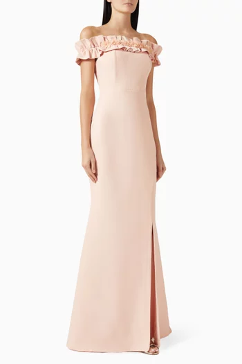 Ruffled Off-shoulder Maxi Dress