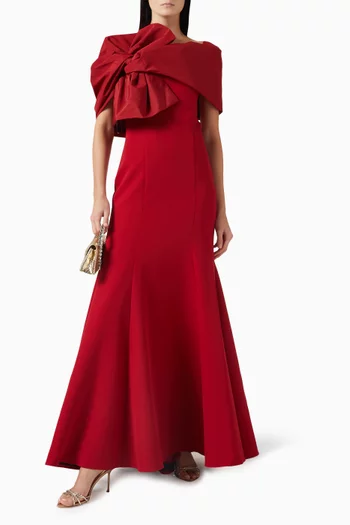Bow Bodice Flared Maxi Dress