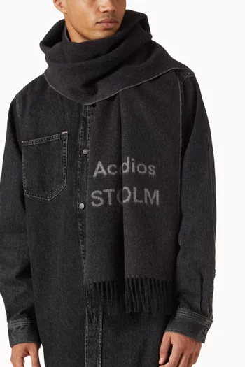 Logo Jacquard Scarf in Wool