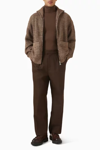 كارديغان جيمي فضفاض بسحّاب قماش منسوج