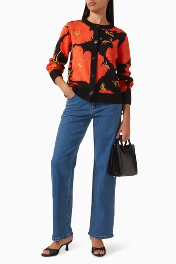 Poppy-print Cardigan