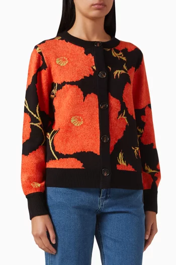 Poppy-print Cardigan