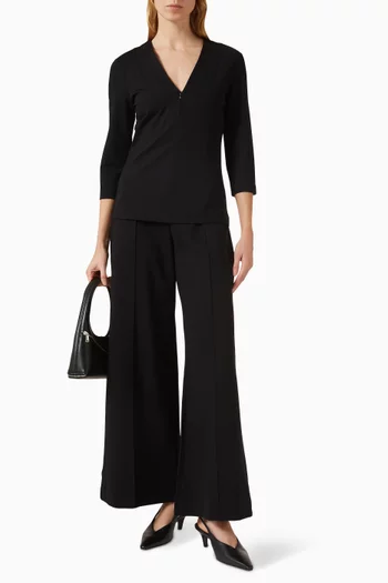 V-neck Zip Top in Viscose-blend