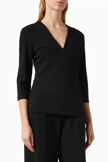 V-neck Zip Top in Viscose-blend