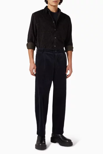 Pleated Straight-leg Pants in Corduroy