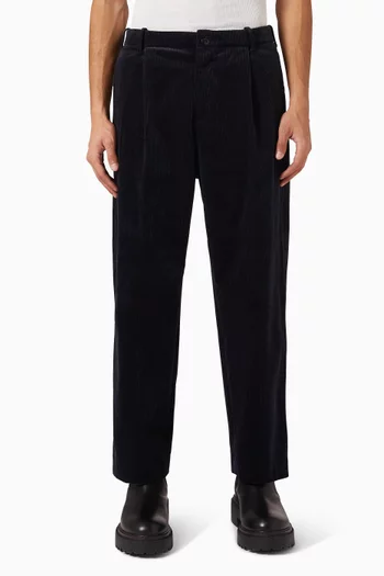 Pleated Straight-leg Pants in Corduroy