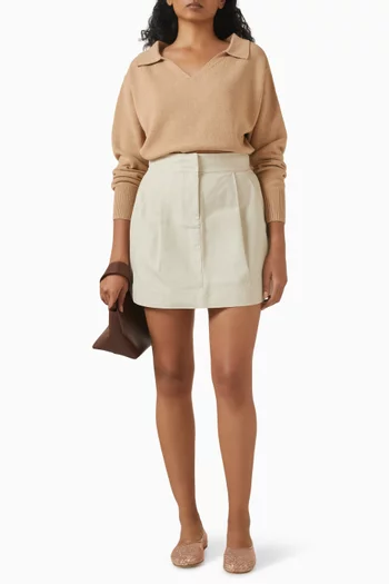 Pleated Buckle Mini Skirt