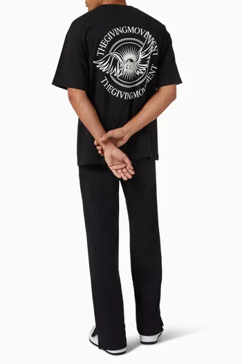 Oversized Wings Motif T-shirt in Organic Cotton Jersey