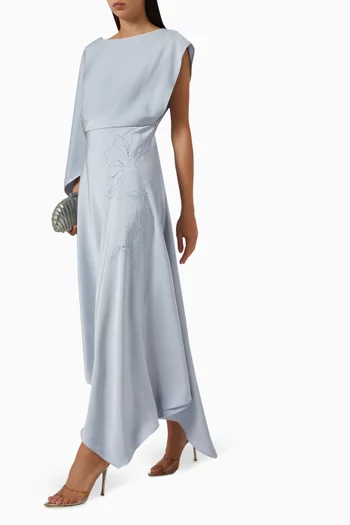 Asymmetrical Midi Dress in Satin