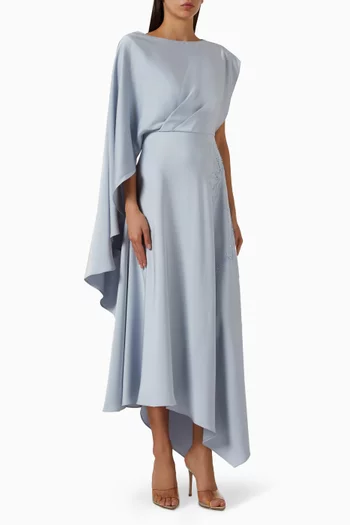Asymmetrical Midi Dress in Satin