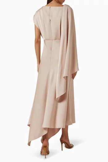 Asymmetrical Midi Dress in Satin