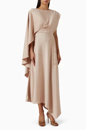 Asymmetrical Midi Dress in Satin