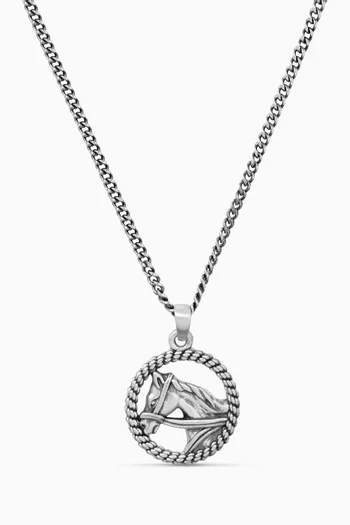 قلادة بسلسلة ودلاية حصان فضة إسترلينية