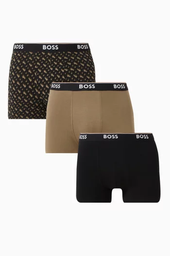 Logo Trunks in Stretch Cotton, Set of 3