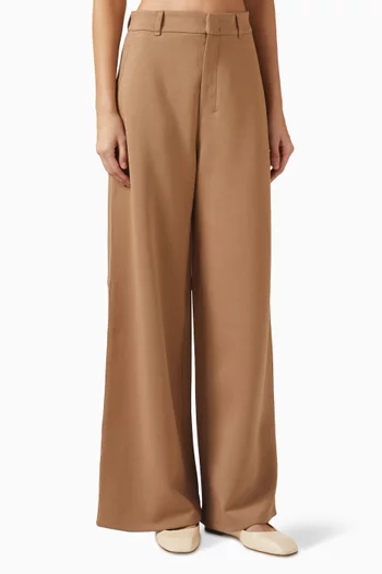 Merlot Wide-leg Pants in Cotton-jersey