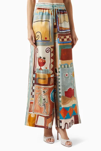 Michelle Wide-leg Pants in Silk