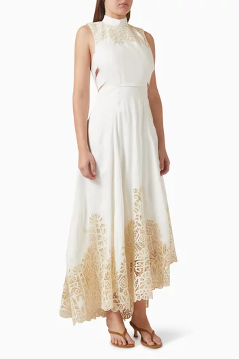 فستان روزماري مطرز مزيج كتان