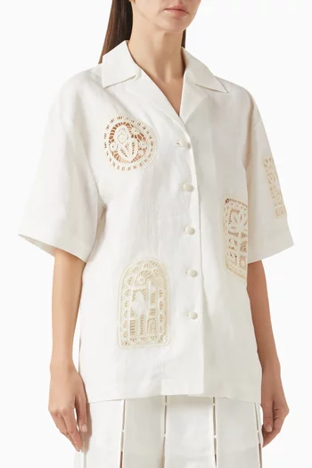 Rosemary Embroidered Shirt in Linen