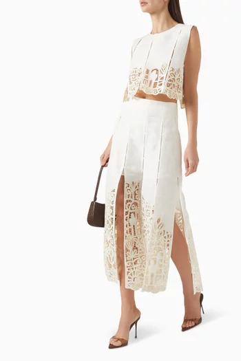 Rosemary Embroidered Top in Linen Blend