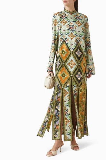 فستان سيسي مقسم لأجزاء مزيج فيسكوز