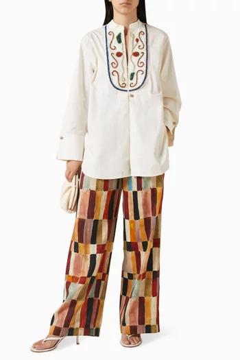 Velora Embroidered Shirt in Cotton Poplin