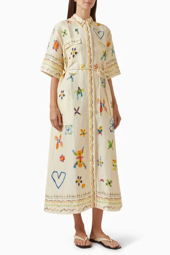 Sidi Belted Shirtdress in Linen Blend