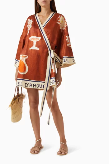 Soleil D'Amour Wrap Mini Dress in Hemp Blend