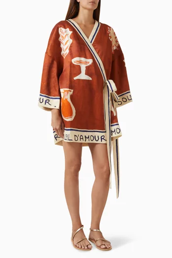 Soleil D'Amour Wrap Mini Dress in Hemp Blend