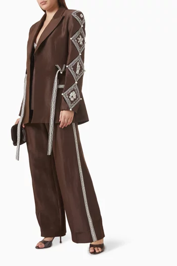 Leandra Corded Blazer in Linen Blend