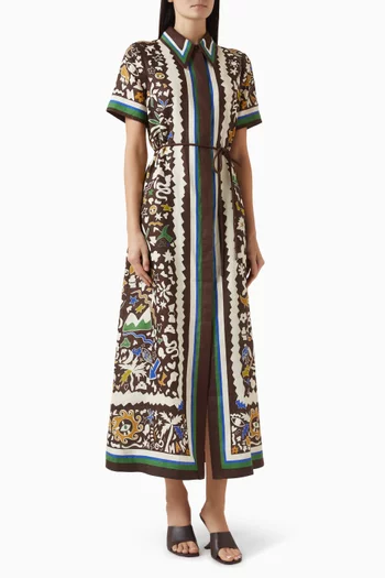 Maroc Belted Shirtdress in Linen